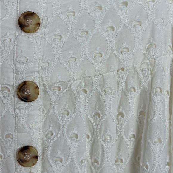 Anthropologie Maeve Vanderbilt White Cotton Eyelet Skirt Button-Down Size 10P - Picture 5 of 9